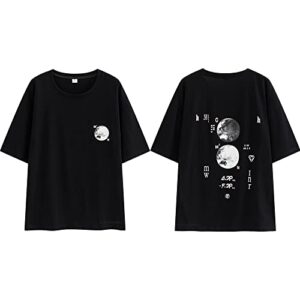 XYXIONGMAO Moon Space NASA Tshirt Techwear Shirt Cyberpunk Japanese Streetwear Hip Hop Shirts Men Graphic T Men's Loose Couple T-Shirt Goth Black Tee (Black, 2XL)