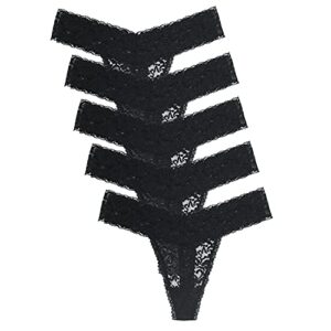 womens black lace thong panties sexy soft cmfy lacy thongs underwear plus size pack of 5