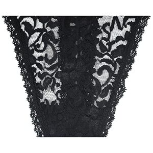 Womens Black Lace Thong Panties Sexy Soft Cmfy Lacy Thongs Underwear Plus Size Pack of 5