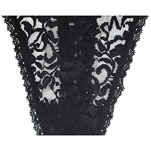 Womens Black Lace Thong Panties Sexy Soft Cmfy Lacy Thongs Underwear Plus Size Pack of 5