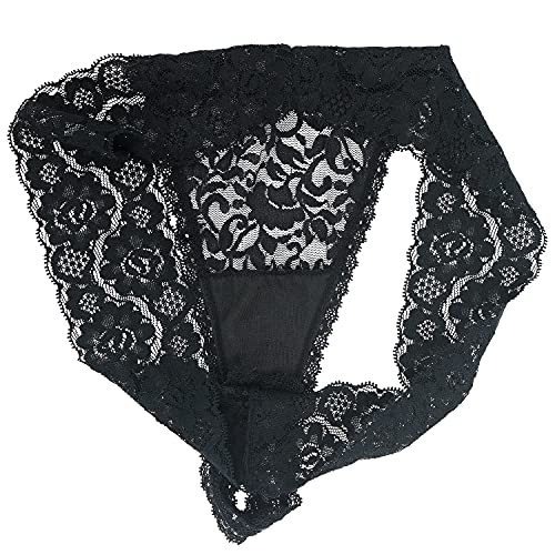 Womens Black Lace Thong Panties Sexy Soft Cmfy Lacy Thongs Underwear Plus Size Pack of 5