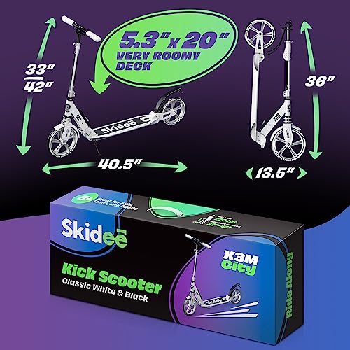 Scooter for Kids Ages 6-12 - Scooters for Teens 12 Years and Up - Adult Scooter with Anti-Shock Suspension - Scooter for Kids 8 Years and Up with 4 Adjustment Levels Handlebar Up to 41 Inches High