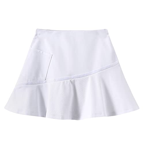 GRANDWISH Girls Sport Skort, Girls Athletic Performance Skort for Golf, Tennis, Running, White 8