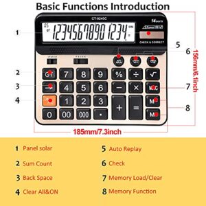 Large Button Calculator,Philley Large LCD Display 14 Digits Desktop Check&Correct Electronic Calculator(CT-9240C)