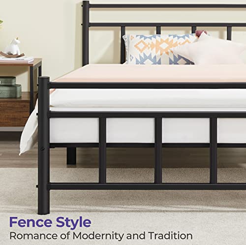 GreenForest Twin Bed Frame with Headboard Metal Platform Bed for Boys Girls Single One Noise-Free Heavy Duty Steel Slats Support Mattress Foundation Saving Space, No Box Spring Needed, Black