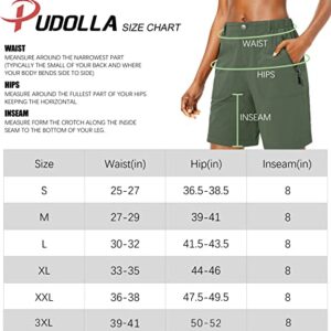 Pudolla Women's Quick Dry Stretch Hiking Shorts Lightweight UPF50+Shorts for Women with Zipper Pockets (Mauve Wine Medium)