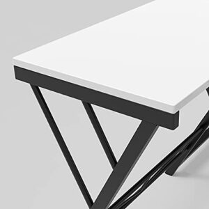 DORPU L-Shaped Corner Desk, Computer Gaming Table Desk 60 inch, Modern Writing Study Table Desk for Home Office, Simple Style White PC Desk with Metal Frame, Space-Saving, Easy to Assemble