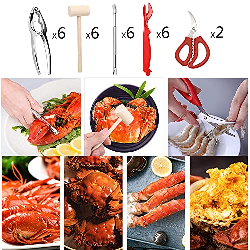 26 PCS Seafood Tools Include Crab Crackers, Seafood Scissors, Lobster Sheller, Crab Hammer,and Shellfish Forks,Nutcracker Set