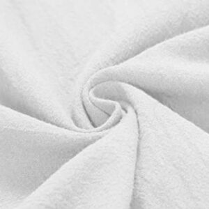 CHARTOU Women's Summer Drawstring Waist Wide Leg Loose Cotton Linen Palazzo Pants (Large, White)