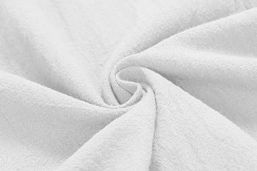 CHARTOU Women's Summer Drawstring Waist Wide Leg Loose Cotton Linen Palazzo Pants (Large, White)