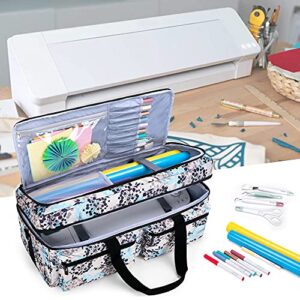 CURMIO Double Layer Carrying Case Compatible for Cricut Maker, Cricut Explore Air 2 and Silhouette Cameo 4, Travel Storage Bag with Pockets for Craft Tools, Dandelion (Bag only, Patented Design)