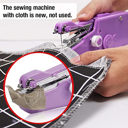 Handheld Sewing Machine, 22 Pcs Mini Portable Cordless Sewing Machine, Household Quick Repairing Tool with Conventional Kit, for Fabric Cloth Handicrafts Home Travel Use (Purple)