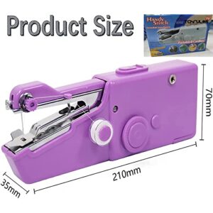 Handheld Sewing Machine, 22 Pcs Mini Portable Cordless Sewing Machine, Household Quick Repairing Tool with Conventional Kit, for Fabric Cloth Handicrafts Home Travel Use (Purple)