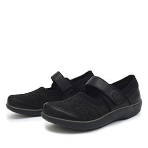 traq by alegria womens qutie black multi smart walking shoe 8-8.5 m us