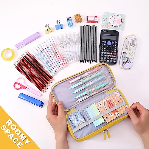 SCIONE Pencil Case for Girls, Large Pencil Pouch School Supplies for Kids with Dry-erase Board, Big Capacity Zipper Cute Pen Box Bag Organizer, Back to School Gifts for Student Teens College Office