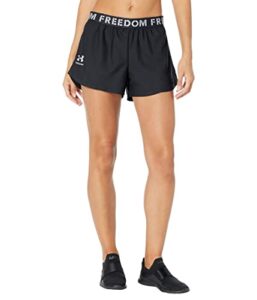 under armour women's new freedom playup shorts , black (001)/red , small