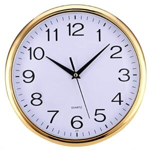 laigoo 12 inch gold wall clock analog, silent non-ticking, decorative modern wall clock battery operated for living room bathroom bedroom kitchen office school