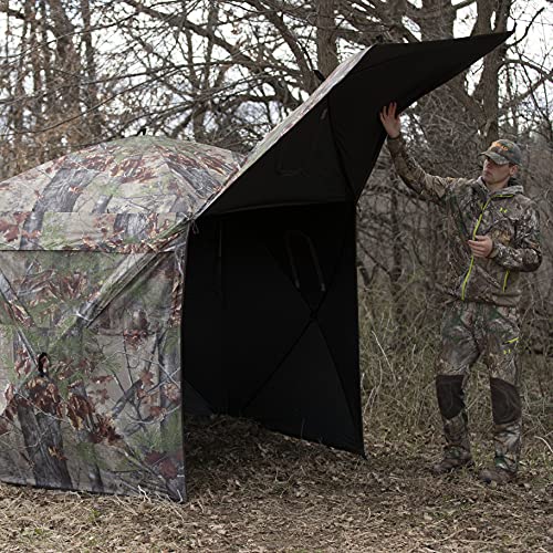 Barronett Blinds® Feather Five, Portable Hunting Blind, Huge Interior, Lightweight, 4-Person, Bloodtrail® Backwoods, 72” x 84” x 84”, FF500BW