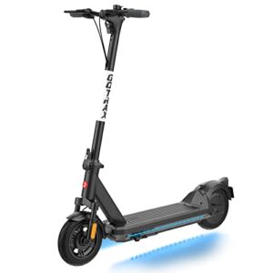 gotrax eclipse electric scooter, 10" pneumatic tire, max 28 mile and 20 mph 500w motor with front double suspension and double brake, bright headlight&red tail light,foldable escooter for adult black