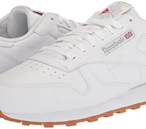 Reebok unisex adult Classic Leather Sneaker, Ftwr White/Pure Grey 3/ Rubber Gum-03, 11.5 Women 10 Men US