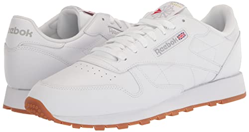 Reebok unisex adult Classic Leather Sneaker, Ftwr White/Pure Grey 3/ Rubber Gum-03, 11.5 Women 10 Men US