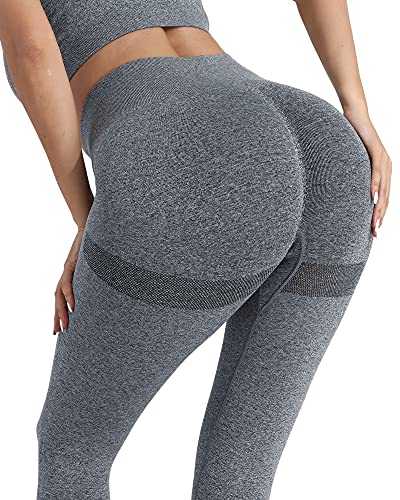 CHRLEISURE Butt Lifting Workout Leggings for Women, Scrunch Butt Gym Seamless Booty Tight (Dark Gray, M)