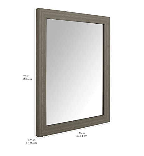 Amazon Basics Rectangular Wall Mount Mirror, Standard Trim, Barnwood, 16" x 20"