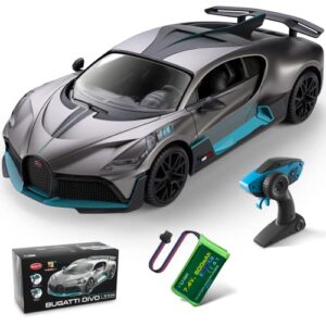 miebely remote control car, bugatti divo 1/16 scale rc cars 12km/h, 2.4ghz licensed model car 7.4v 500mah toy car headlight for adults boys girls age 6-12 years birthday ideas gift