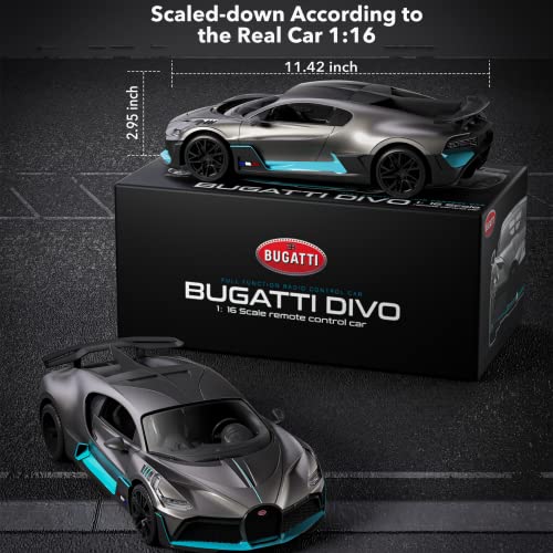 MIEBELY Remote Control Car, Bugatti Divo 1/16 Scale Rc Cars 12Km/h, 2.4Ghz Licensed Model Car 7.4V 500mAh Toy Car Headlight for Adults Boys Girls Age 6-12 Years Birthday Ideas Gift