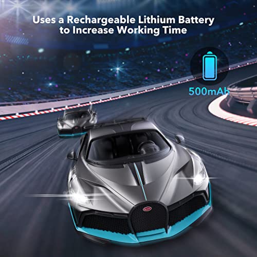 MIEBELY Remote Control Car, Bugatti Divo 1/16 Scale Rc Cars 12Km/h, 2.4Ghz Licensed Model Car 7.4V 500mAh Toy Car Headlight for Adults Boys Girls Age 6-12 Years Birthday Ideas Gift