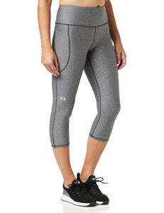 under armour women's heatgear armour high waisted pocketed no-slip capri leggings , charcoal light heather (019)/white , medium short