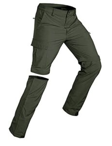wespornow men's-convertible-hiking-pants quick dry lightweight zip off breathable cargo pants for outdoor, fishing, safari (army green, large)