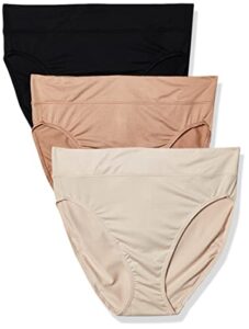 warner's womens allover breathable hi-cut panty underwear, toasted almond butterscotch black, x-large us