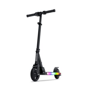 jetson omega electric scooter, up to 10 mph, range up to 5 miles, 150-watt motor, foldable, 3 speed mode, light-up deck, ages 8+, black, jomega-blk