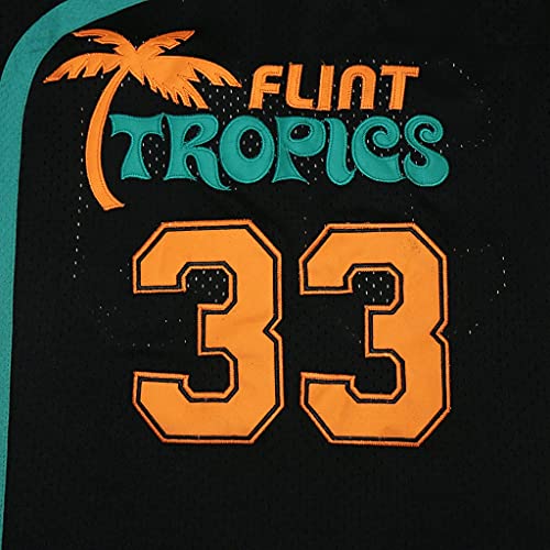 kekambas Men's #33 Moon Flint Tropics Movie Basketball Jersey Stitched Black Size L