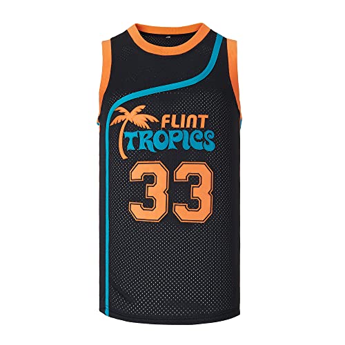 kekambas Men's #33 Moon Flint Tropics Movie Basketball Jersey Stitched Black Size L