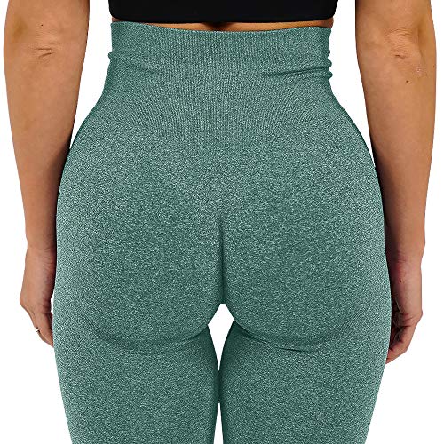 Bodybay Women High Waist Seamless Leggings Butt Lift Anti Cellulite Leggings for Workout Green