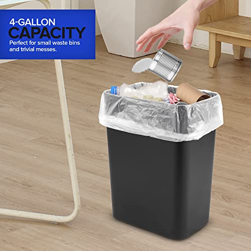 Stock Your Home Clear 4 Gallon Trash Bag (100 Pack) Un-Scented Small Garbage Bags for Bathroom Can, Mini Waste Basket Liner, Plastic Liners for Office Trashcan and Dog Poop, Bulk Household Supplies