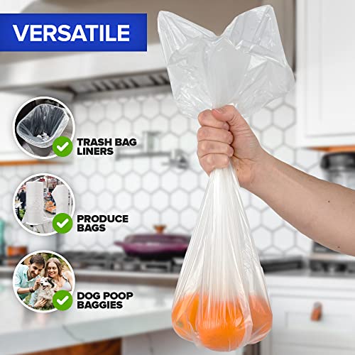 Stock Your Home Clear 4 Gallon Trash Bag (100 Pack) Un-Scented Small Garbage Bags for Bathroom Can, Mini Waste Basket Liner, Plastic Liners for Office Trashcan and Dog Poop, Bulk Household Supplies