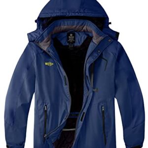 Wantdo Men's Big&Tall Waterproof Ski Jackets Plus Size Winter Coat with Hood Rain Coat Navy 4X-Large Big