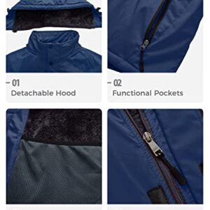 Wantdo Men's Big&Tall Waterproof Ski Jackets Plus Size Winter Coat with Hood Rain Coat Navy 4X-Large Big