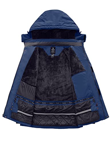 Wantdo Men's Big&Tall Waterproof Ski Jackets Plus Size Winter Coat with Hood Rain Coat Navy 4X-Large Big