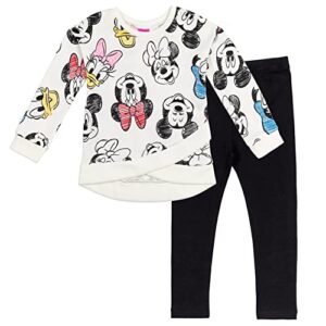 disney minnie mouse little girls crossover fleece sweatshirt & leggings white/black 7-8