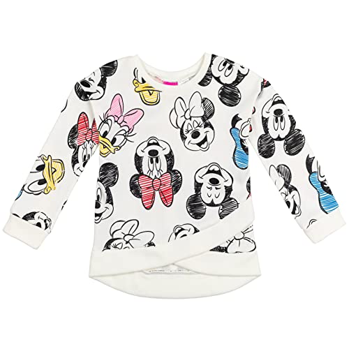 Disney Minnie Mouse Little Girls Crossover Fleece Sweatshirt & Leggings White/Black 7-8