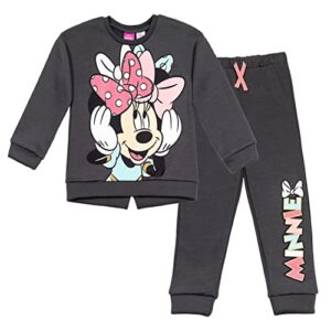 disney minnie mouse little girls fleece pullover sweatshirt pants set gray 7-8