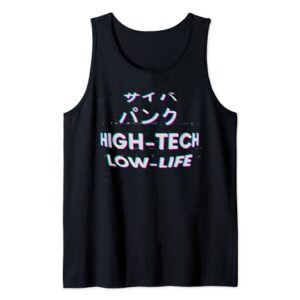 Cyberpunk in Japanese Hi-Tech Low Life with Glitch effect Tank Top