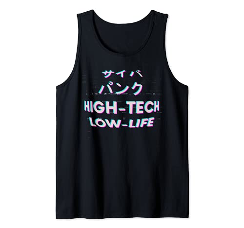 Cyberpunk in Japanese Hi-Tech Low Life with Glitch effect Tank Top