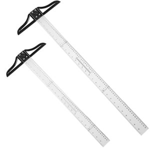 2 pieces t square acrylic ruler 23.6 inches and 29.5 inches transparent graduated t-ruler inch metric t-square measuring scale ruler for art framing and drafting