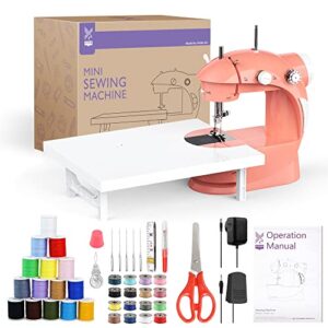 mini sewing machine with 42pcs sewing kit, foot pedal, adapter (orange)