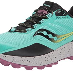 Saucony Women's Peregrine 12 Running Shoe, Cool Mint/Acid, 8